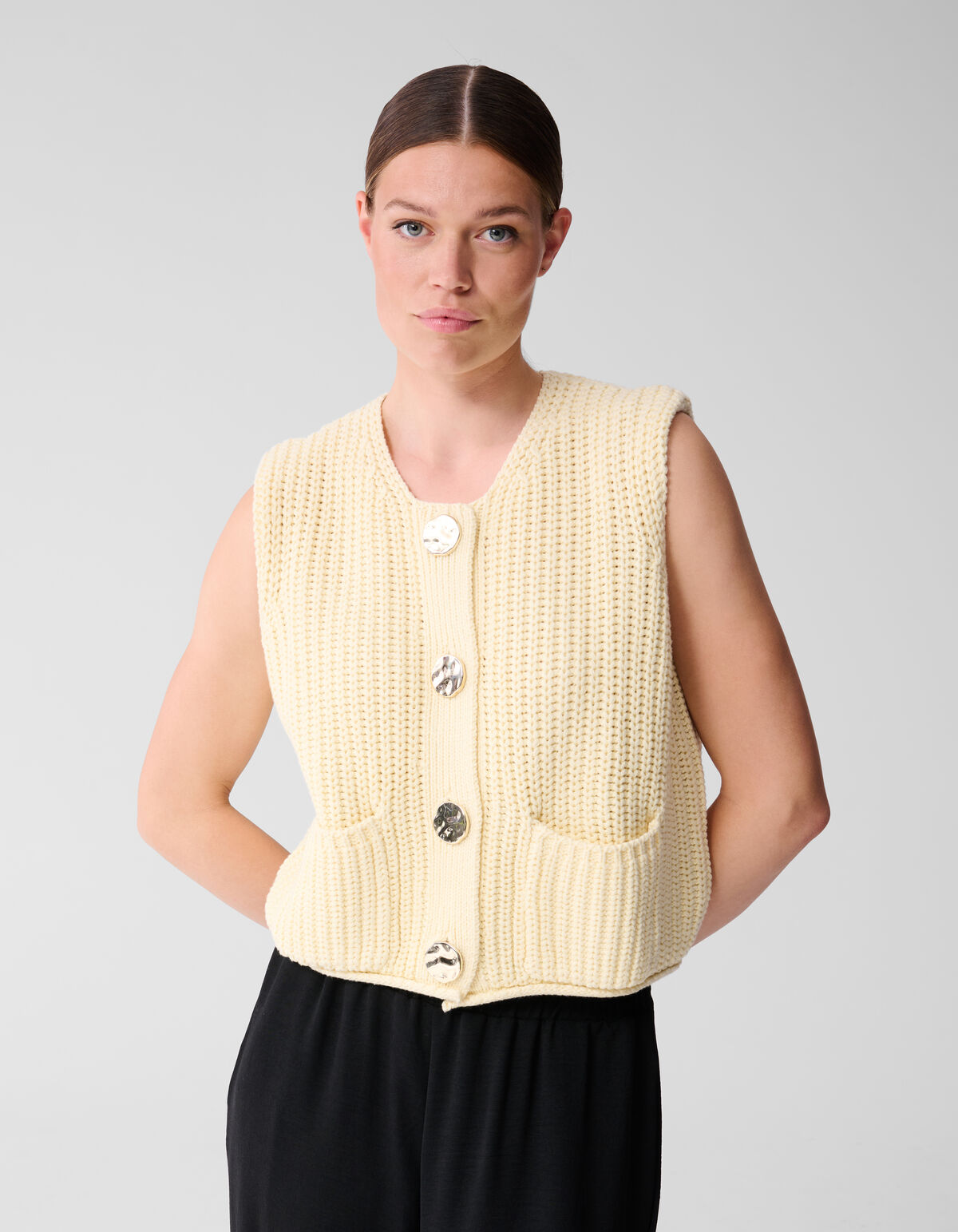 Big Button Gilet Gebroken Wit SHOEBY WOMEN