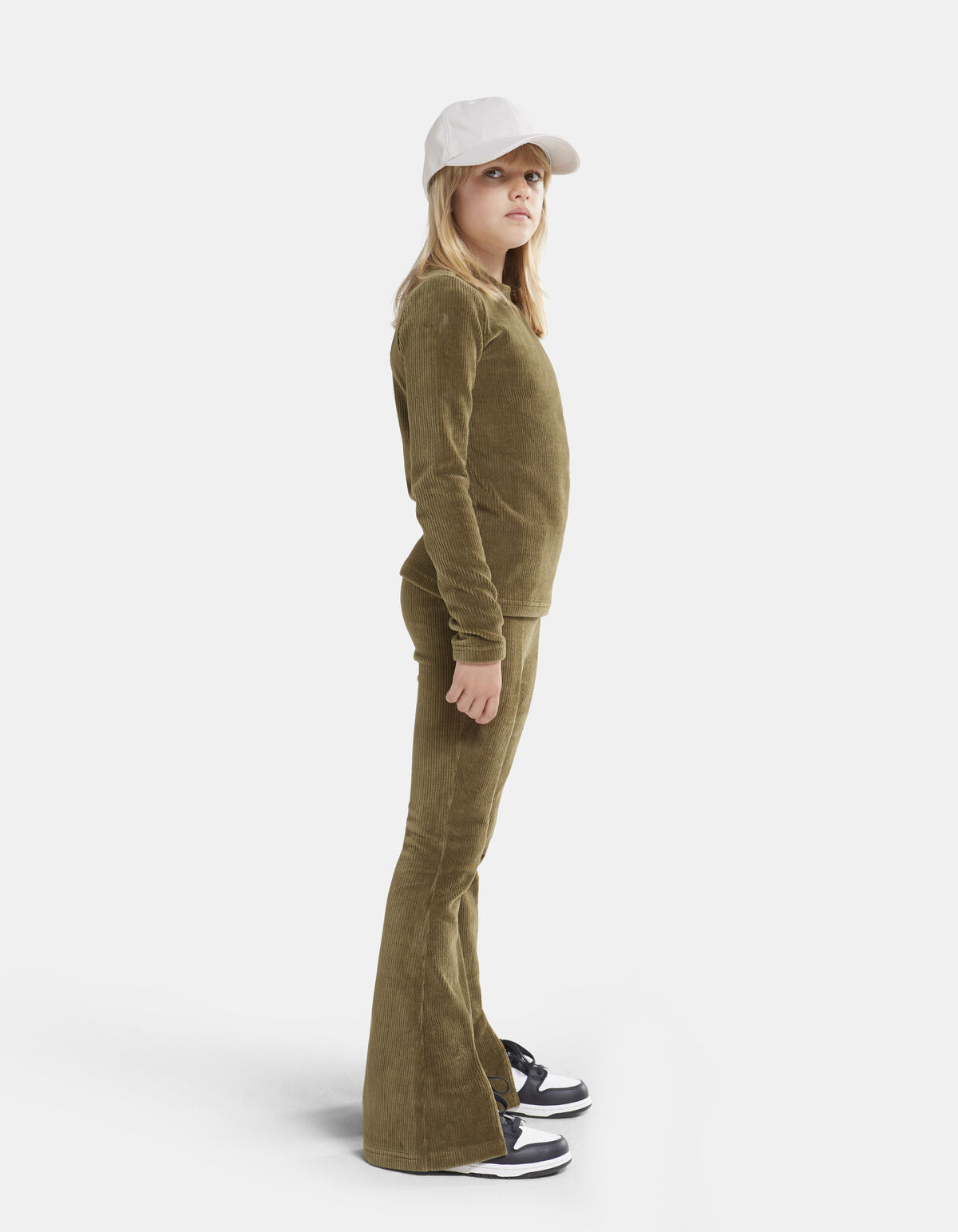 Ribstof Split Broek Donkergroen SHOEBY GIRLS