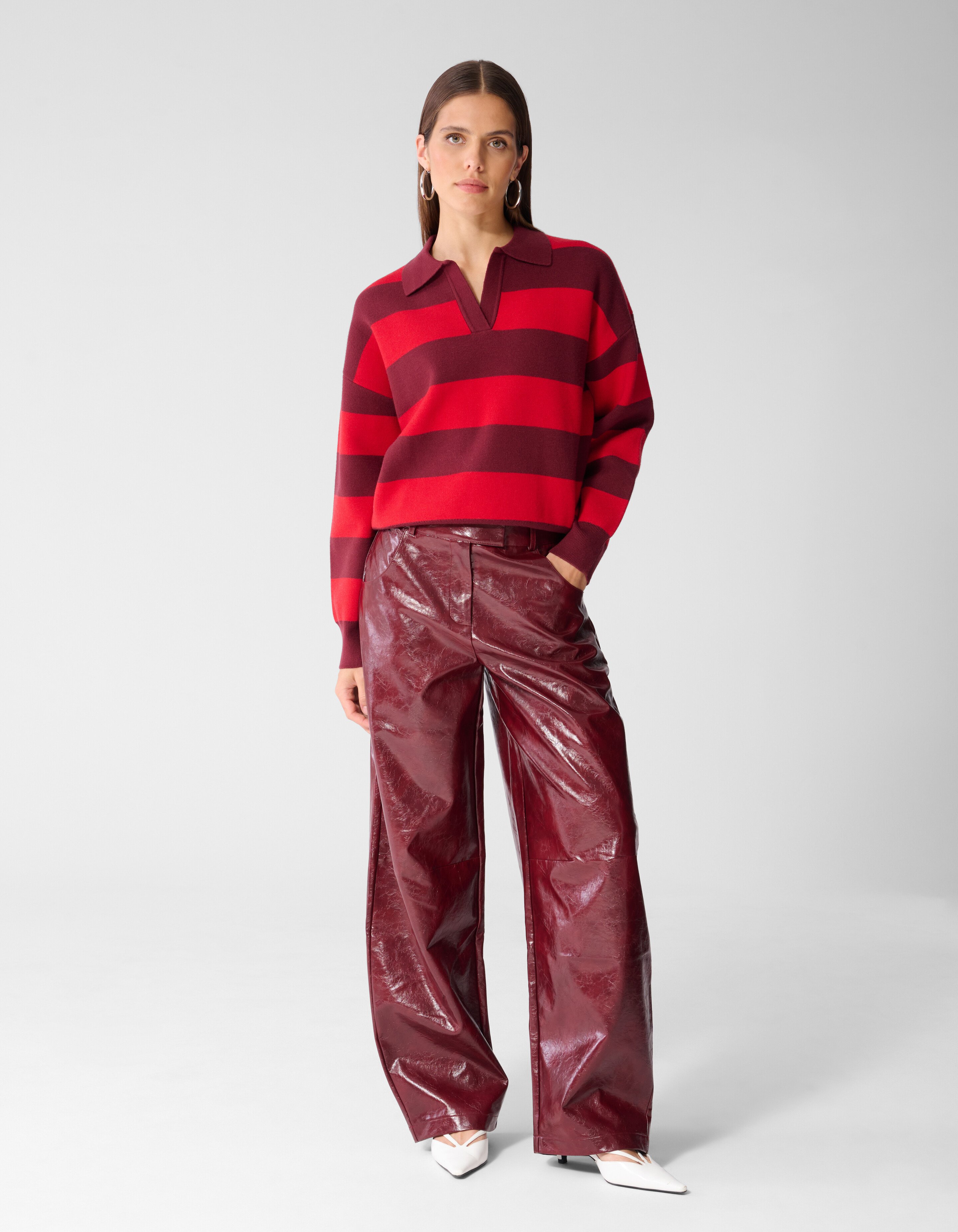 Gestreepte Gebreide Polo Rood SHOEBY WOMEN