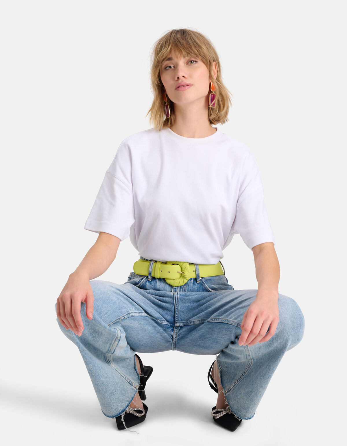 Gevouwen Gesp Taille Riem Lime Groen SHOEBY ACCESSOIRES