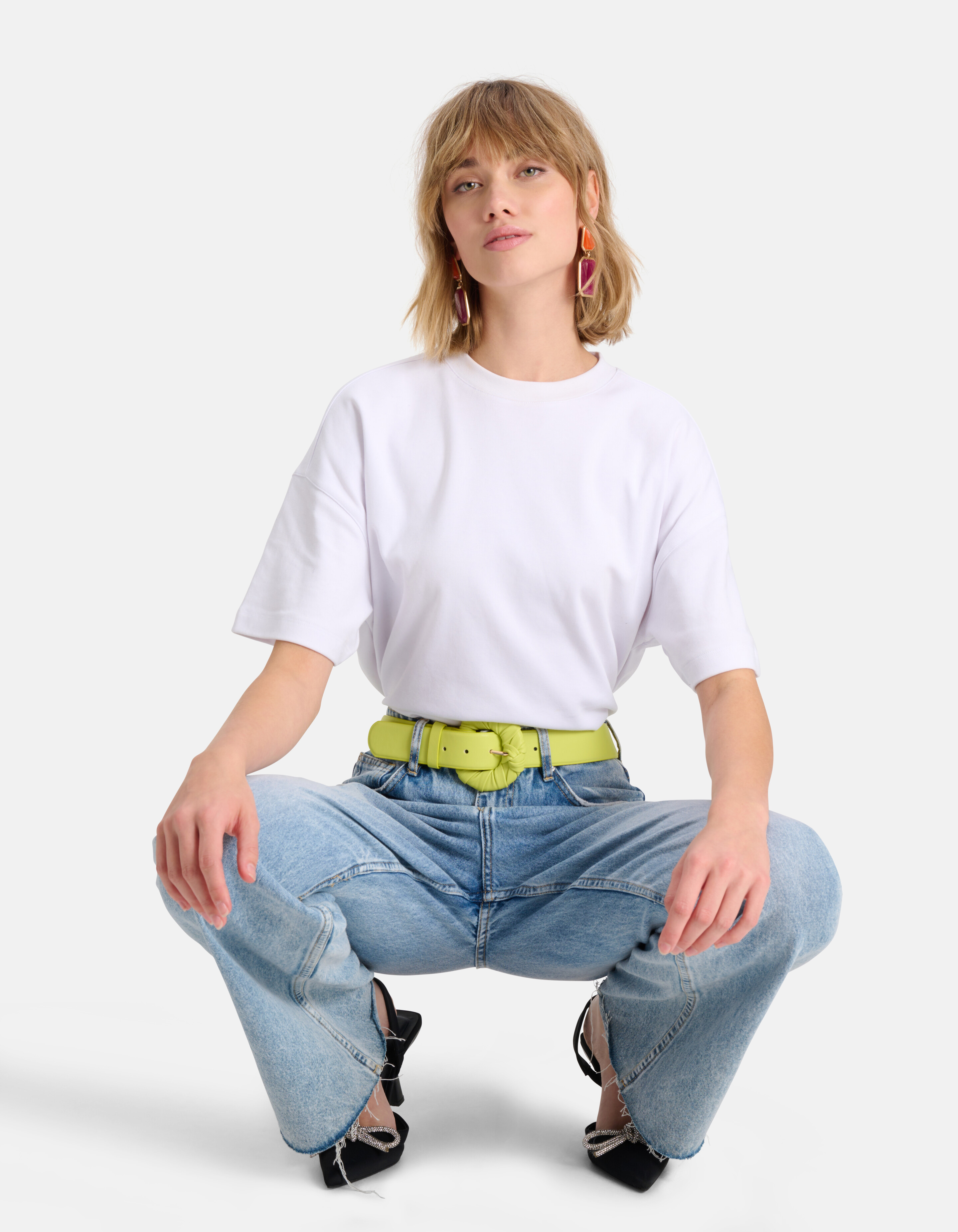 Gevouwen Gesp Taille Riem Lime Groen SHOEBY ACCESSOIRES