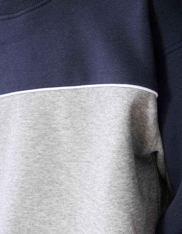 Oversized Piping Sweater Grijs/Donkerblauw SHOEBY BOYS