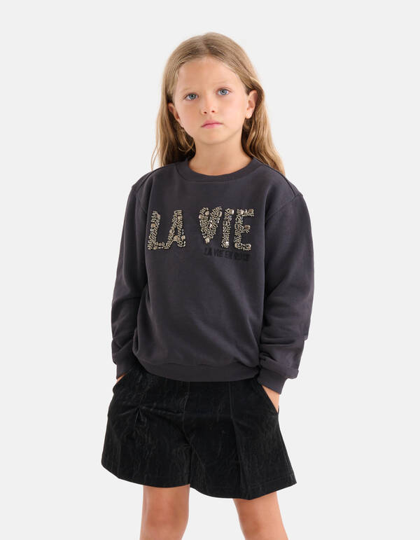 Studs Sweater Donkergrijs SHOEBY GIRLS