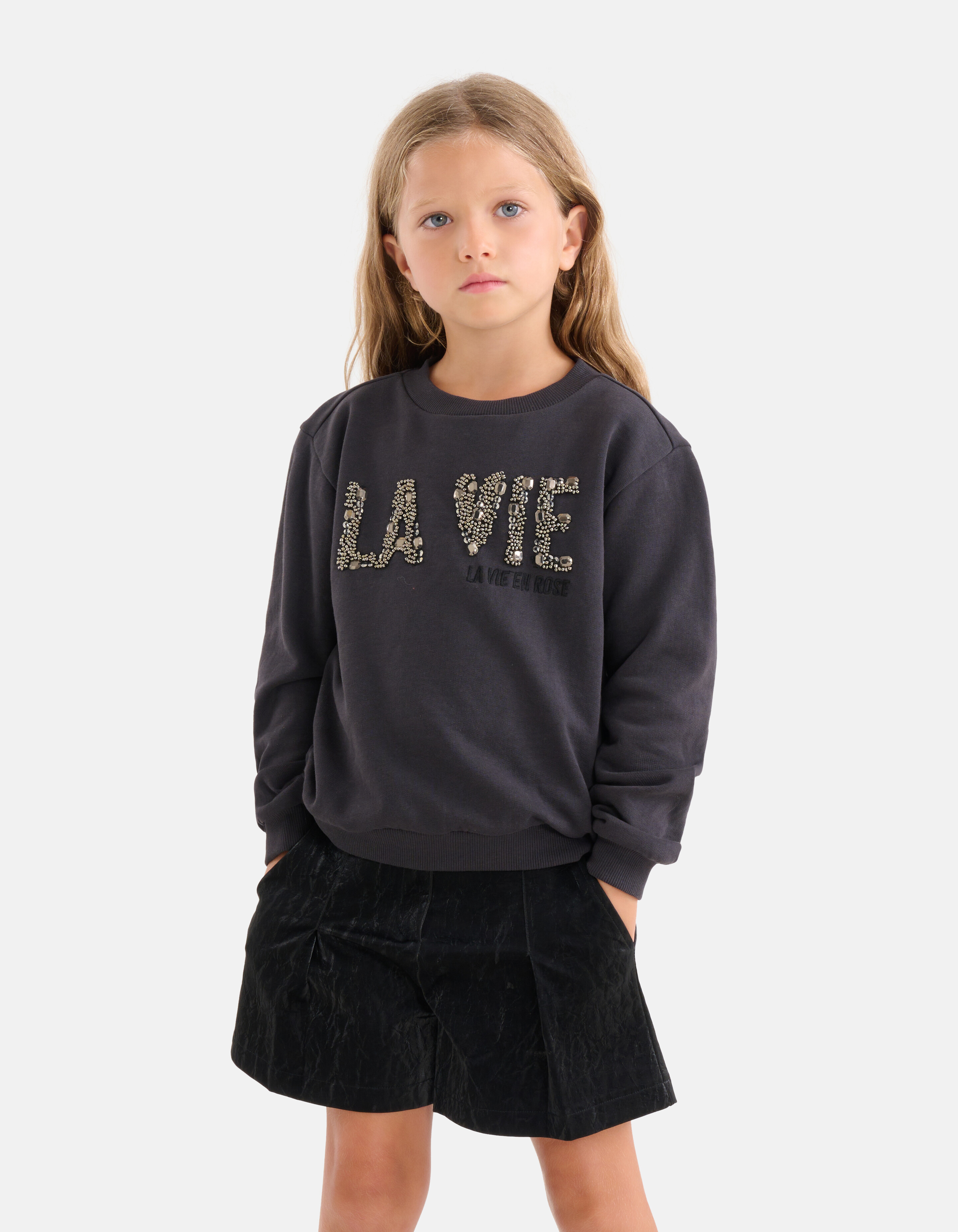 Studs Sweater Donkergrijs SHOEBY GIRLS