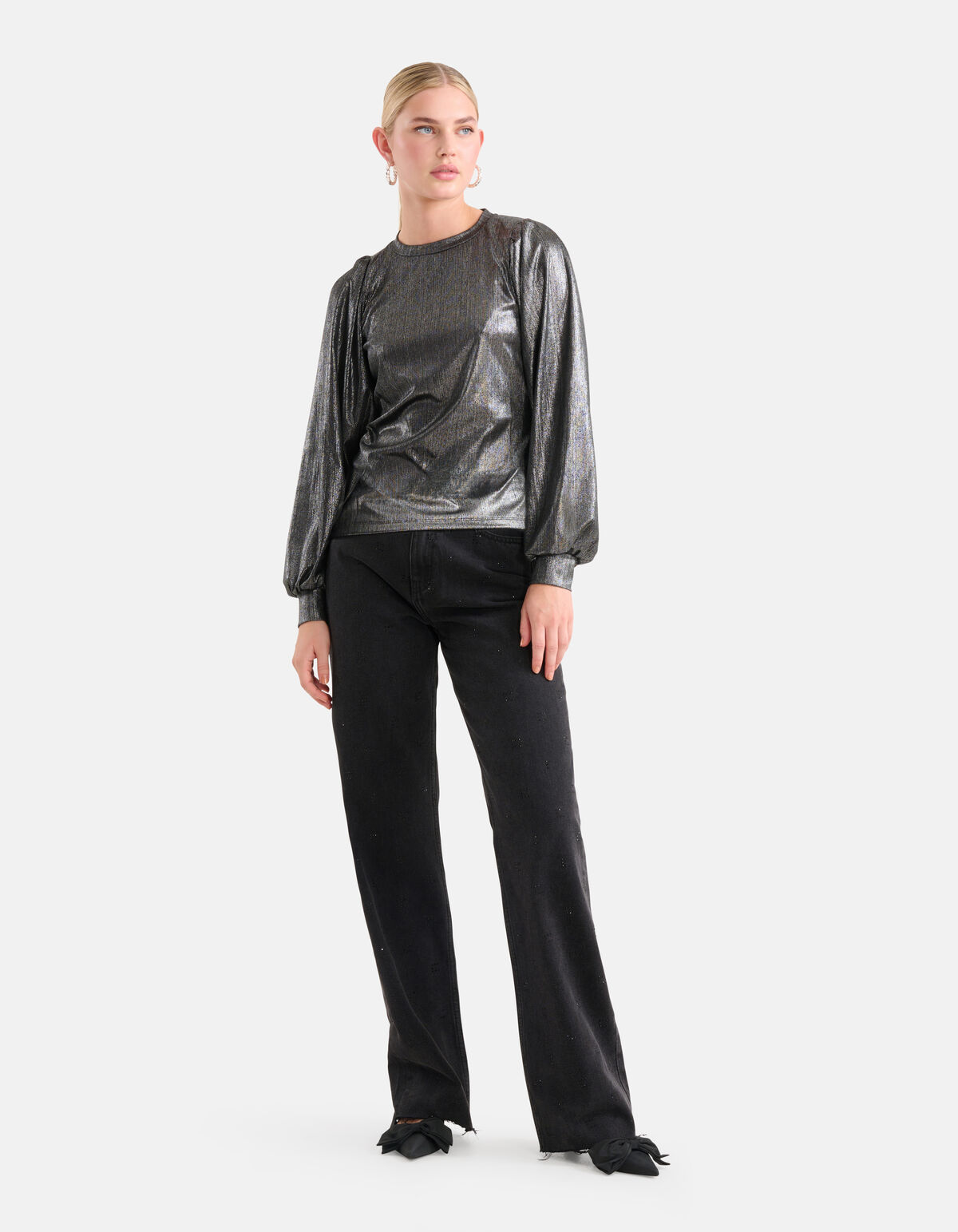 Glitter Lange Mouwen Top Zwart SHOEBY WOMEN