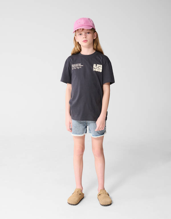 Aloha Vibes Artwork T-shirt Donkergrijs SHOEBY GIRLS