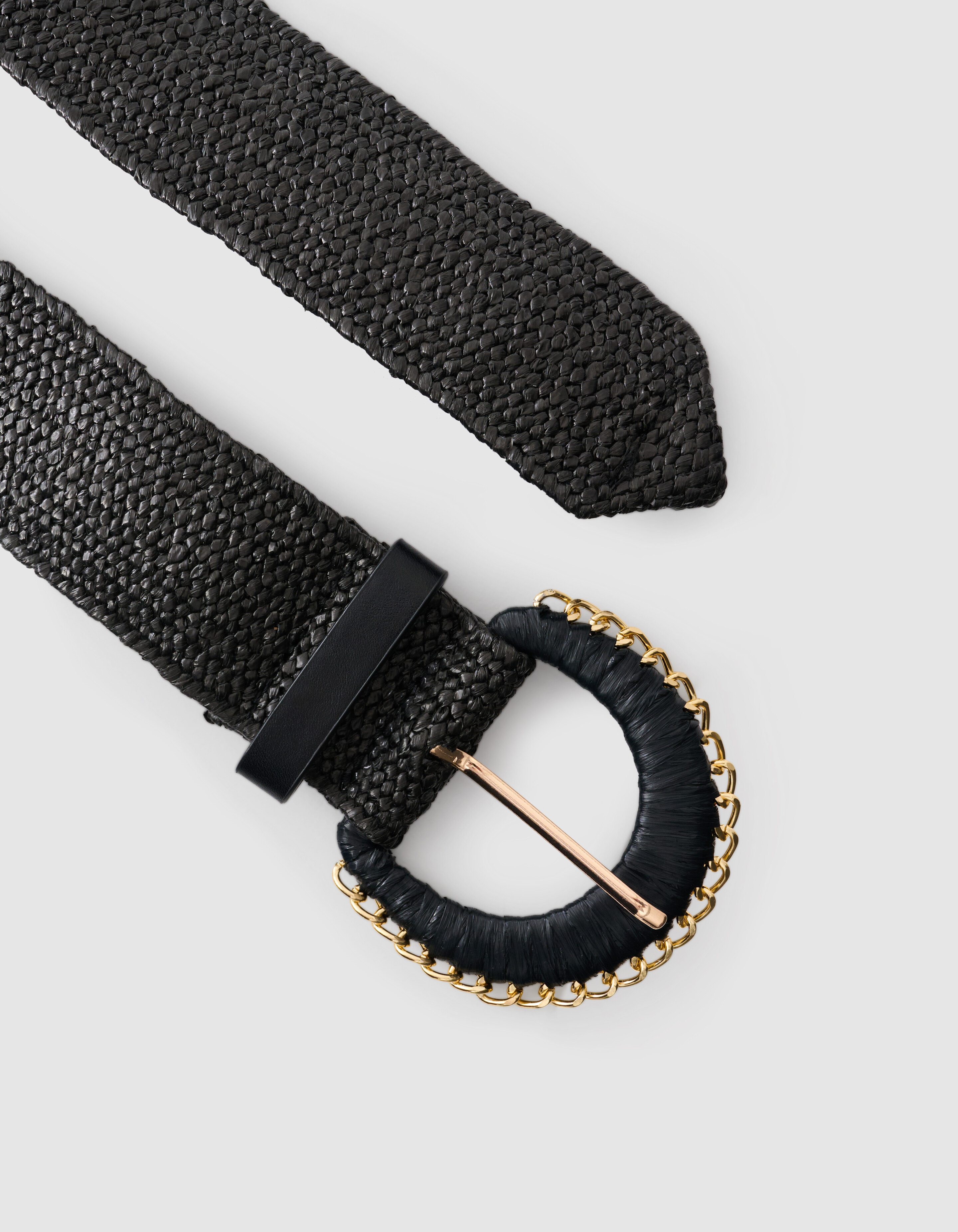 Chained Raffia Riem Zwart SHOEBY ACCESSOIRES