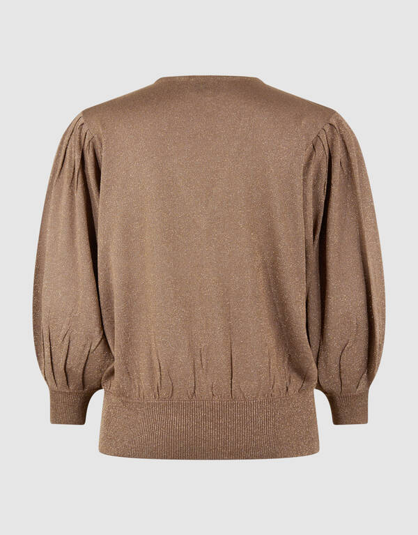 Glitter V-hals Trui Bruin SHOEBY WOMEN