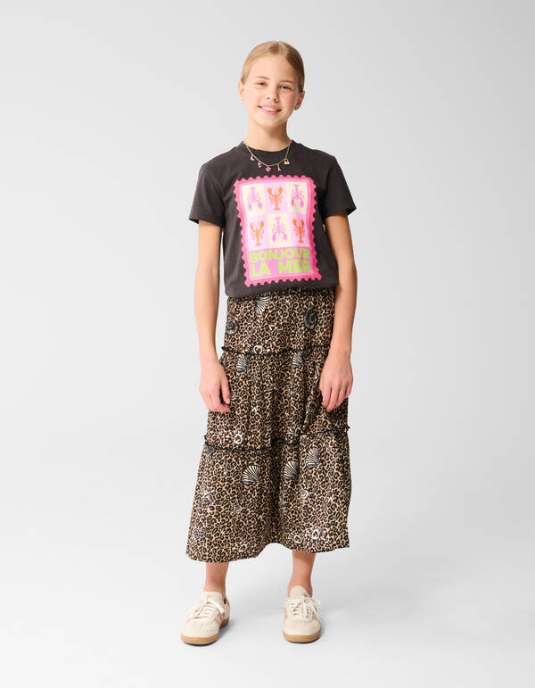 Printed Leopard Maxi Rok Bruin SHOEBY GIRLS