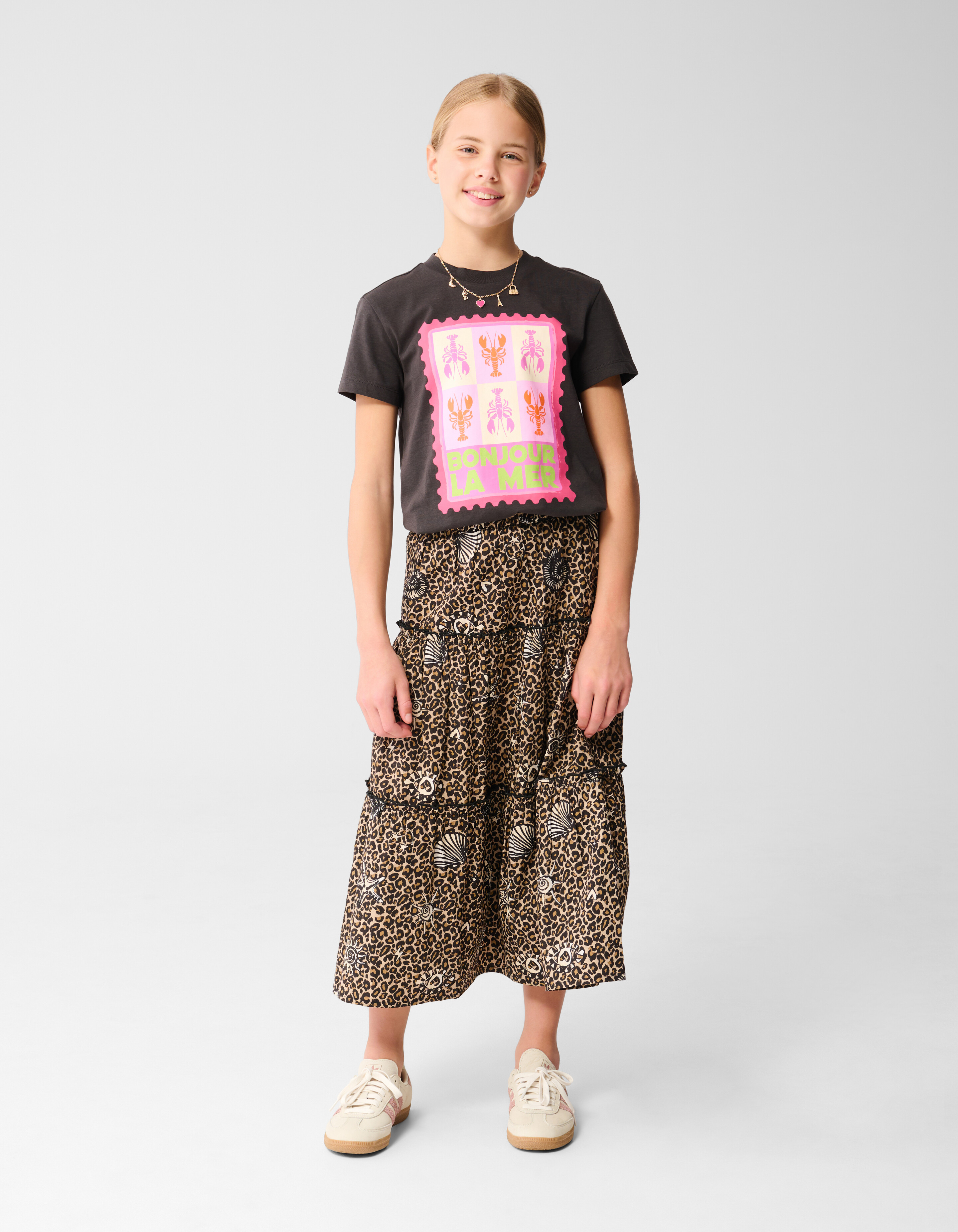 Printed Leopard Maxi Rok Bruin SHOEBY GIRLS