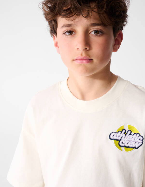 Athletic Artwork T-shirt Gebroken Wit SHOEBY BOYS