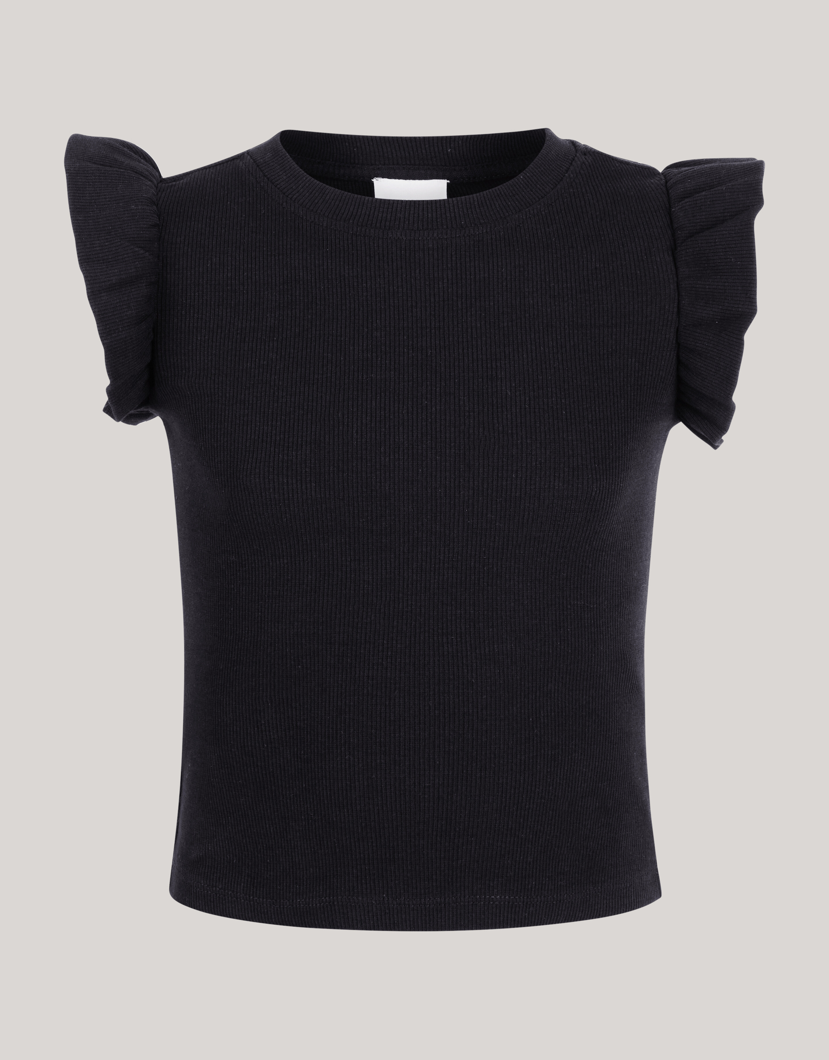 Ruffle Rib Top Zwart SHOEBY GIRLS