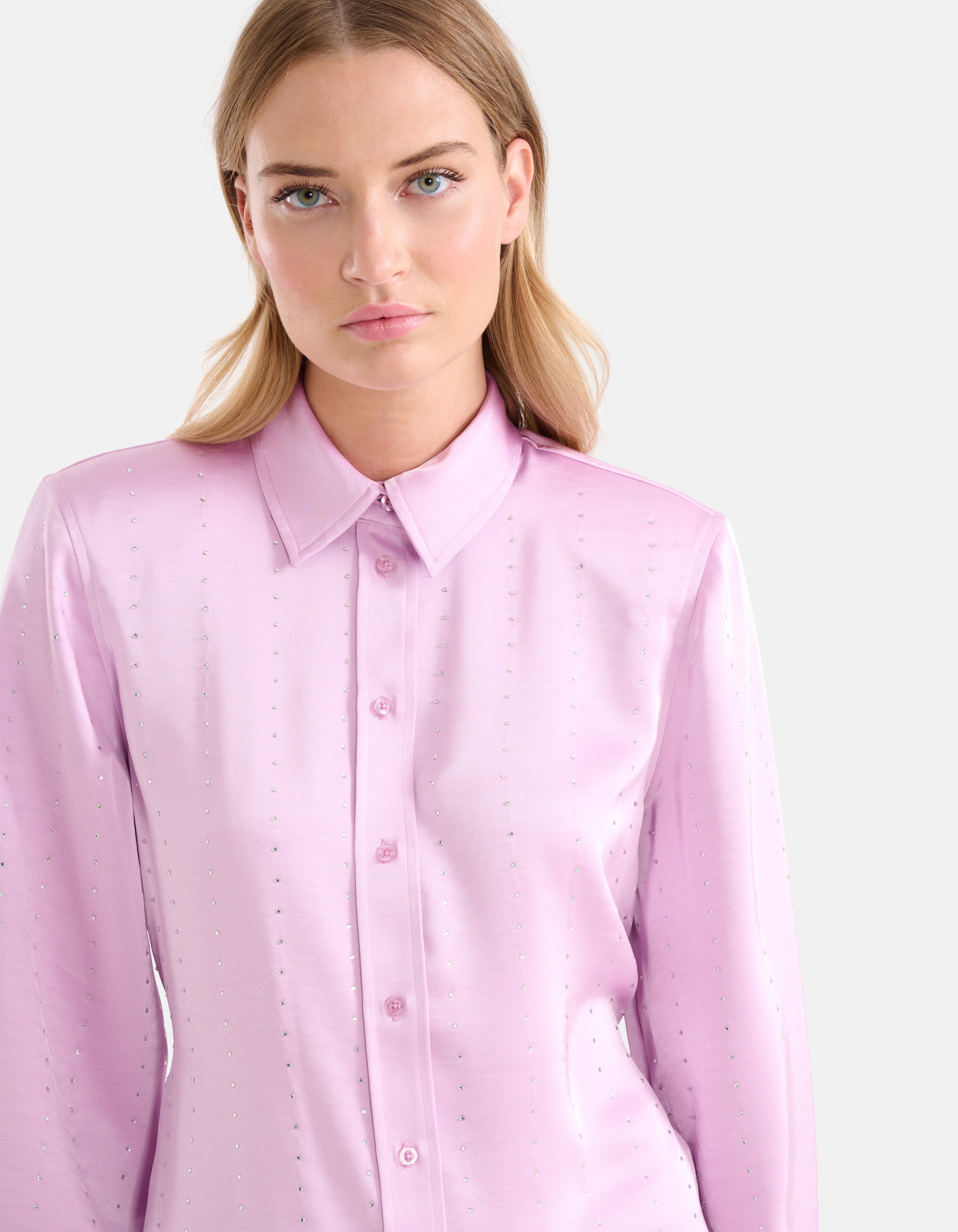 Satijnen Strass Blouse Lichtroze SHOEBY WOMEN