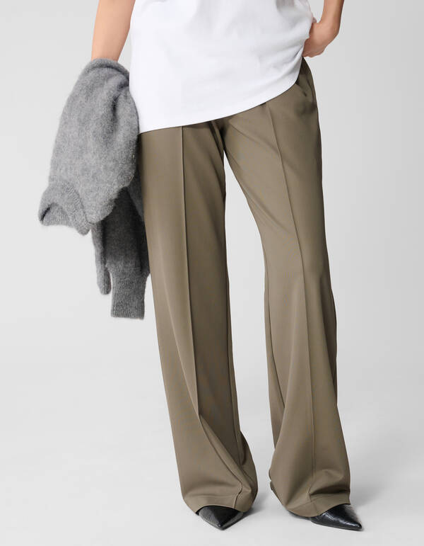 Basis Wide Leg Broek Donkergroen SHOEBY WOMEN