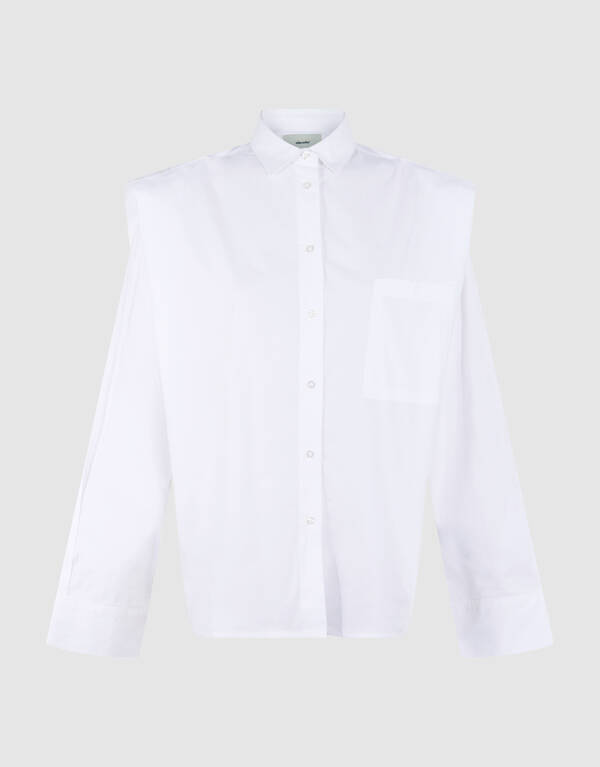 Pleat Poplin Blouse Wit SHOEBY WOMEN