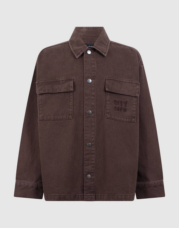Oversized Denim Overshirt Donkerbruin SHOEBY BOYS