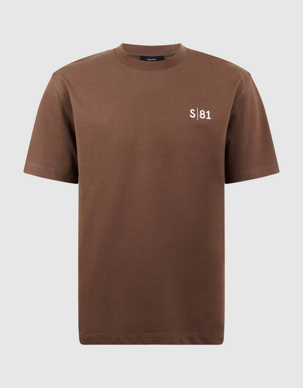 Tekst Print T-shirt Donkerbruin SHOEBY MEN