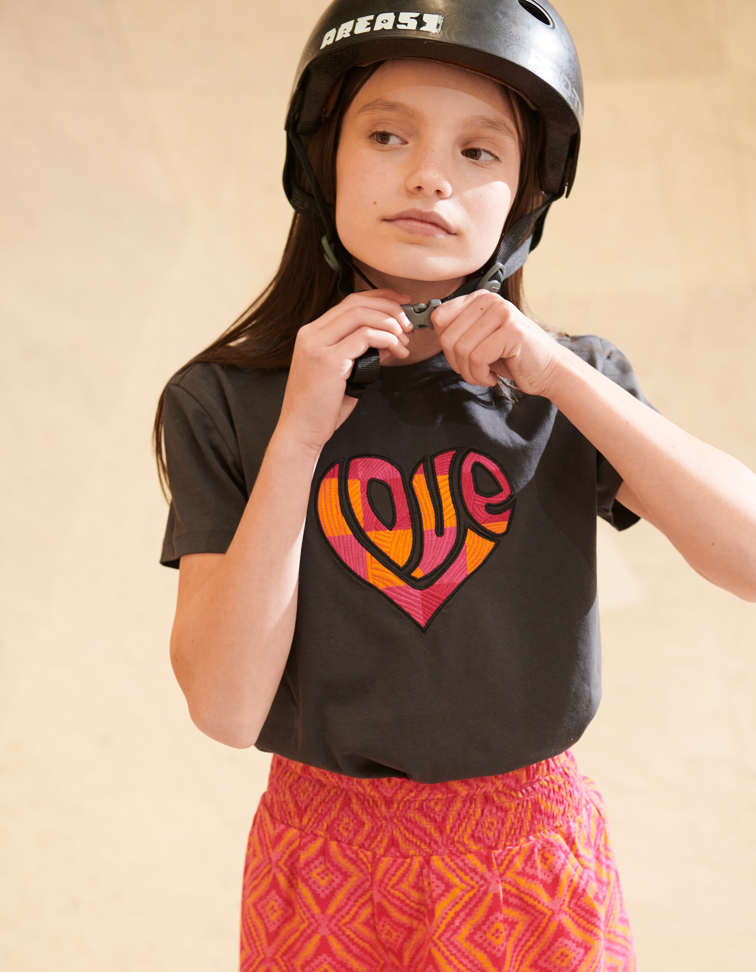 Embroidery T-shirt Donkergrijs SHOEBY GIRLS