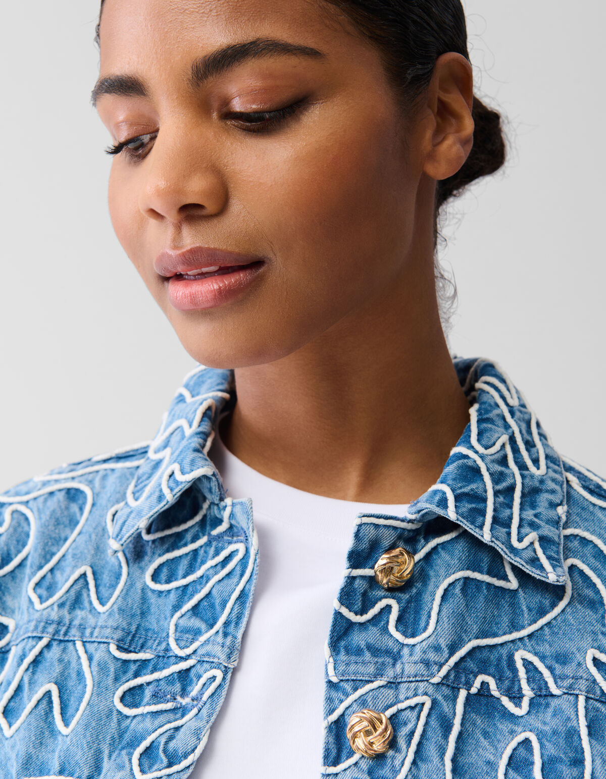 Denim Embroidery Cord Jacket Blauw SHOEBY WOMEN