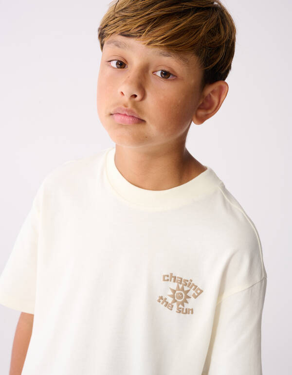 Chasing Artwork T-shirt Gebroken Wit SHOEBY BOYS
