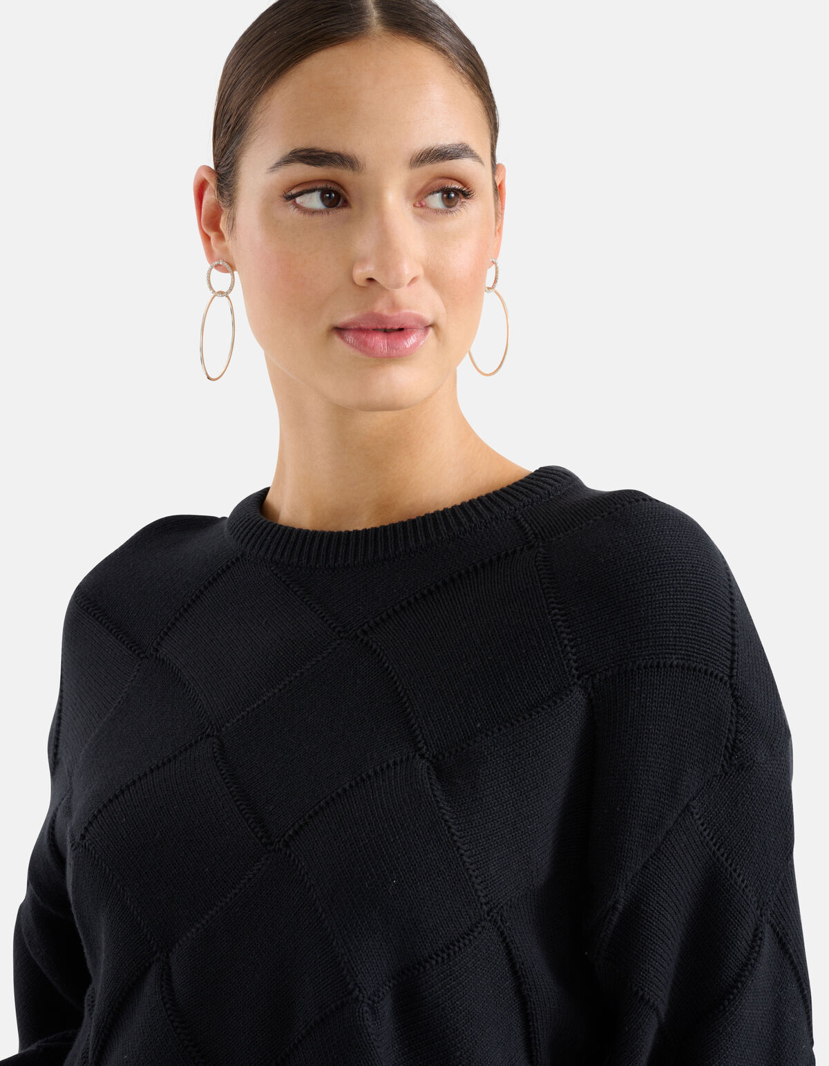 Gebreide Ruiten Trui Zwart SHOEBY WOMEN