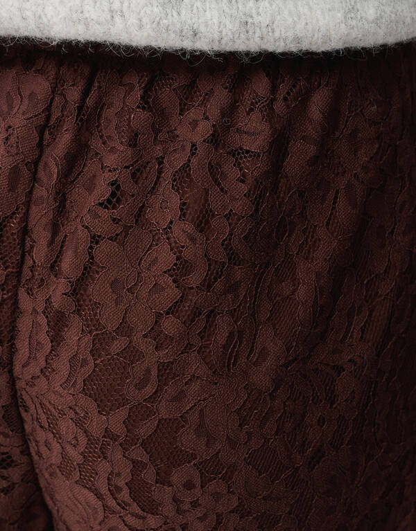 Kanten Wide Leg Broek Bruin SHOEBY WOMEN