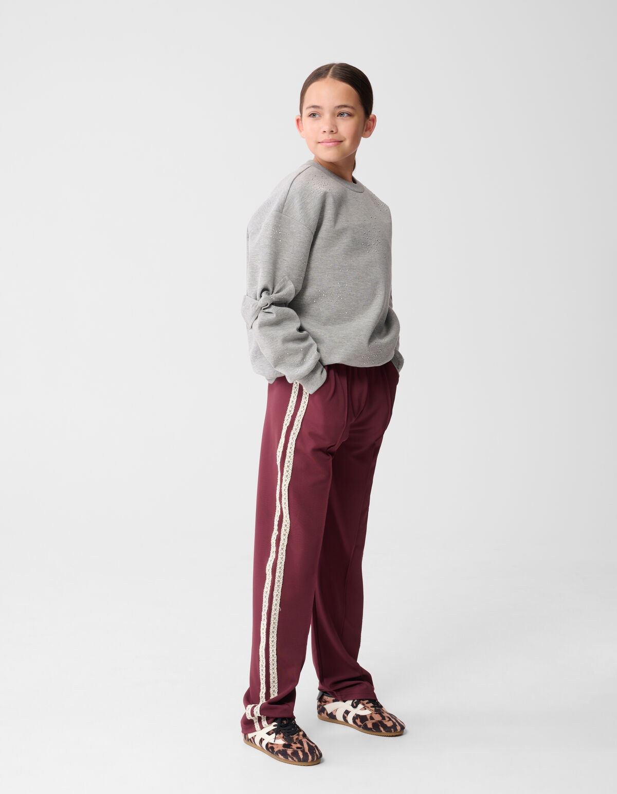 Sporty Wide Leg Broek Donkerrood SHOEBY GIRLS
