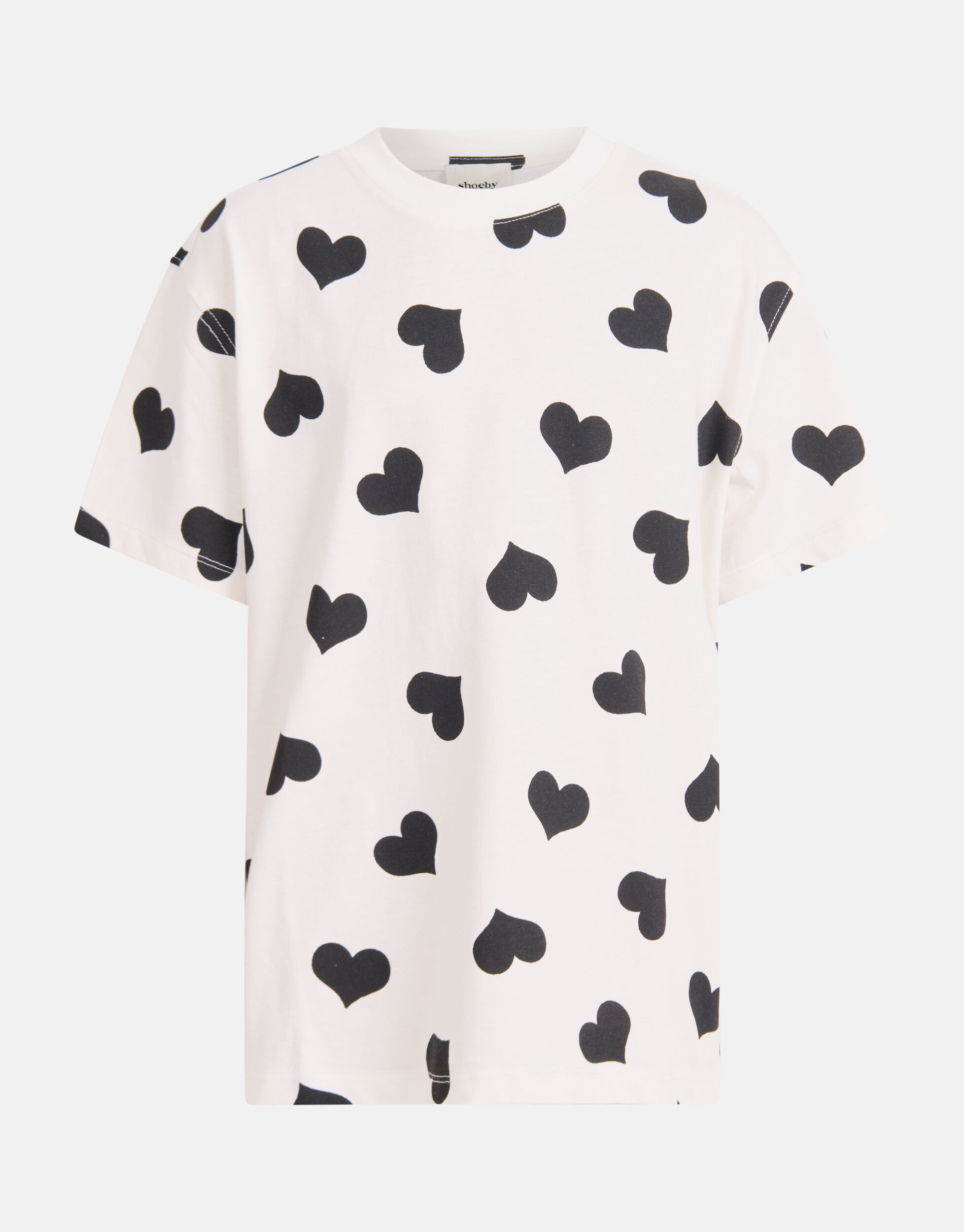 Oversized Hartjes Print T shirt Wit Shoeby