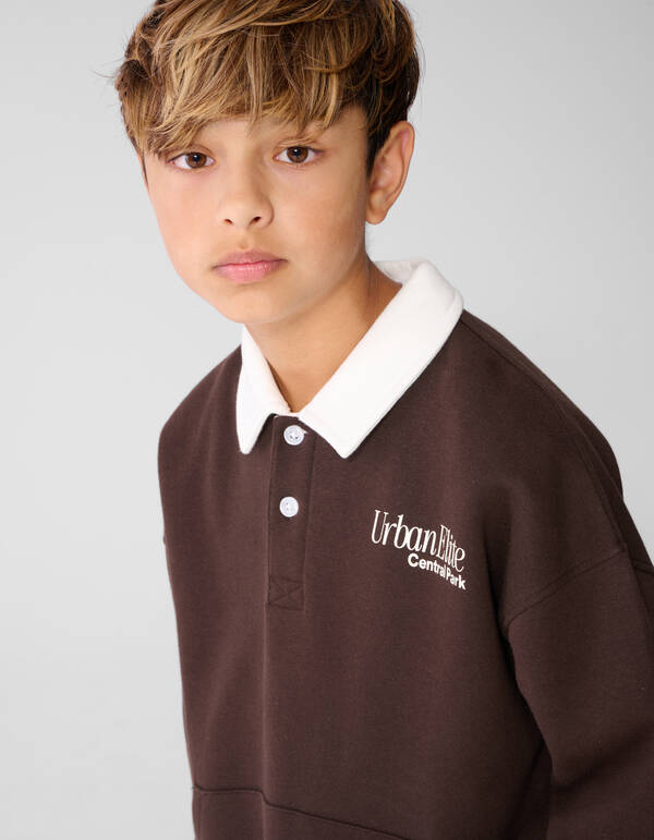 Pocket Polo Sweater Donkerbruin SHOEBY BOYS