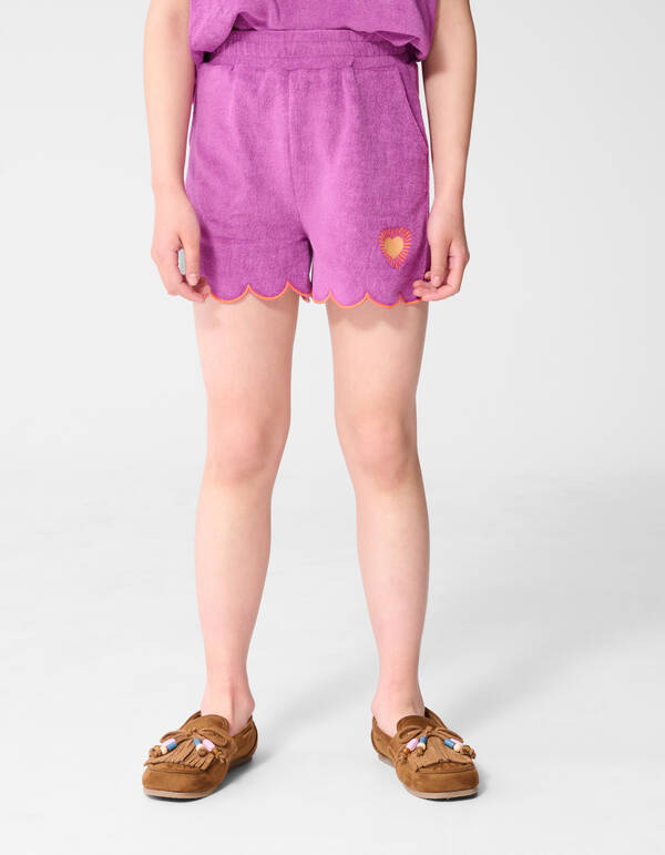 Towelling Heart Short Paars SHOEBY GIRLS