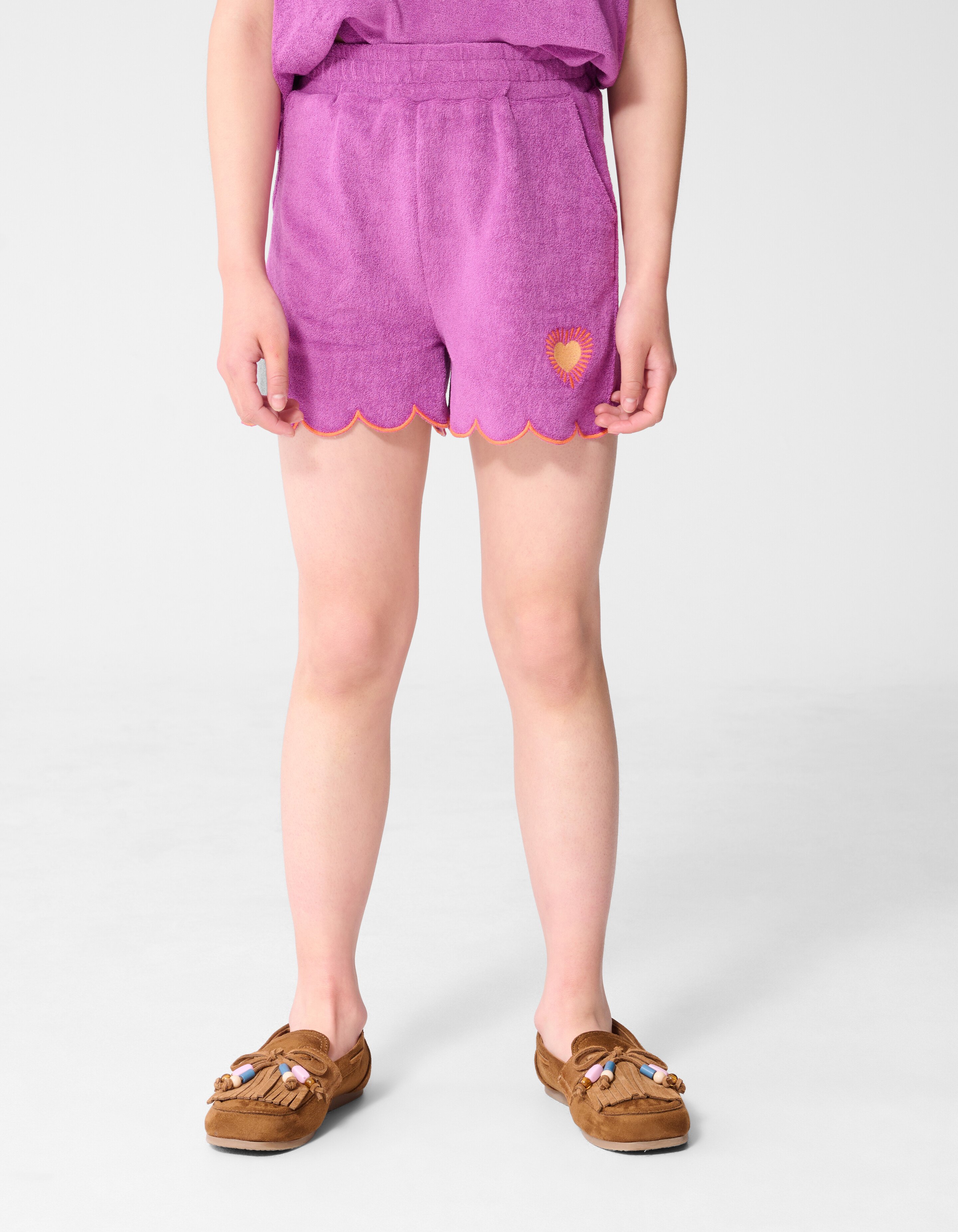 Towelling Heart Short Paars SHOEBY GIRLS