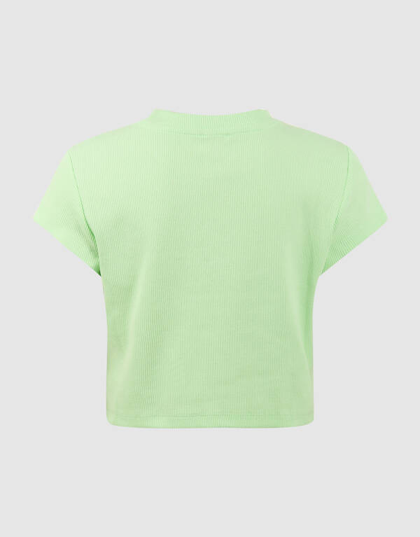 Rib Banana Crop Top Lichtgroen SHOEBY GIRLS