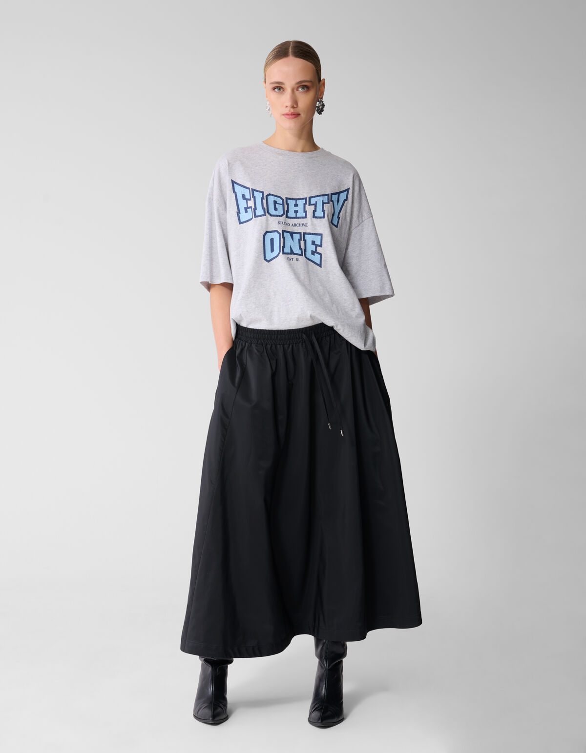 Wide Sporty Maxi Rok Zwart SHOEBY WOMEN