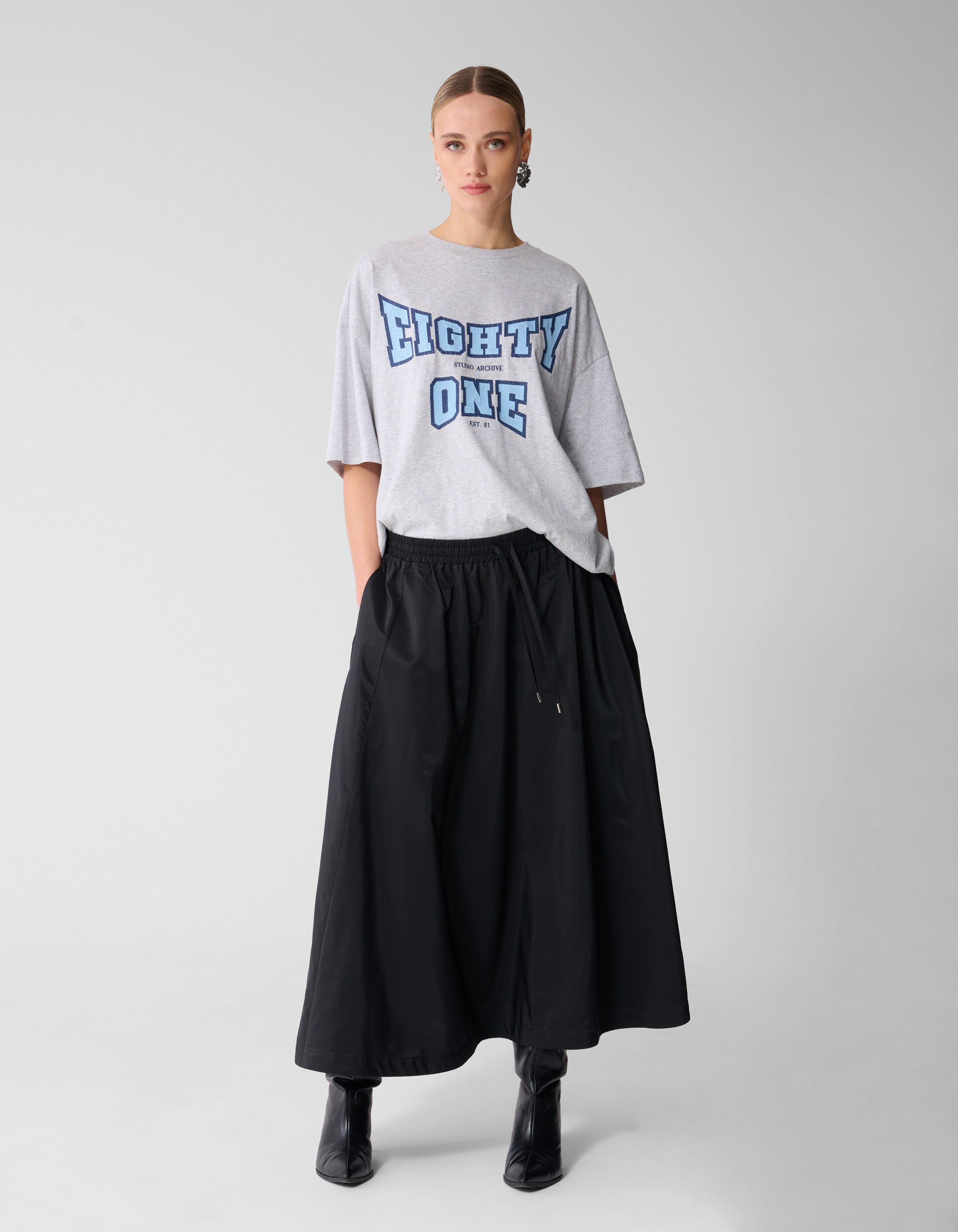 Wide Sporty Maxi Rok Zwart SHOEBY WOMEN