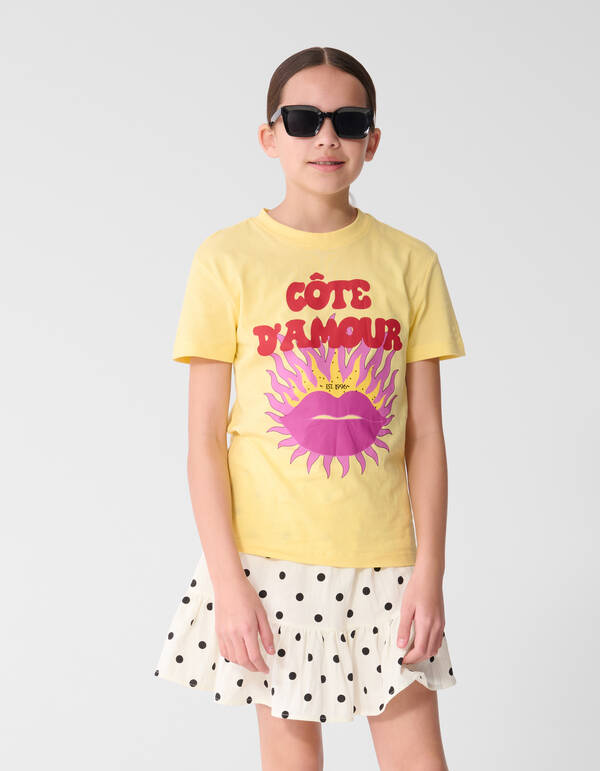 C&ocirc;te D'amour Artwork T-shirt Geel SHOEBY GIRLS