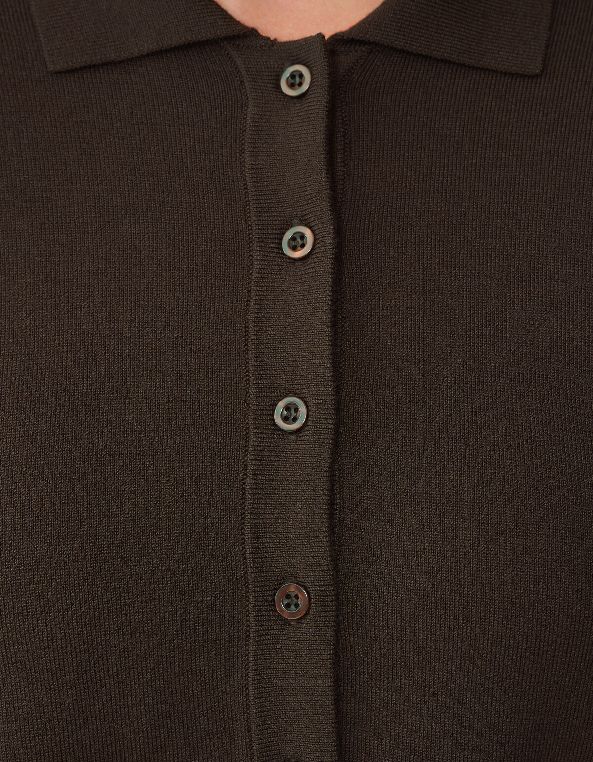 Longsleeve Polo Top Donkerbruin By Monica SHOEBY WOMEN