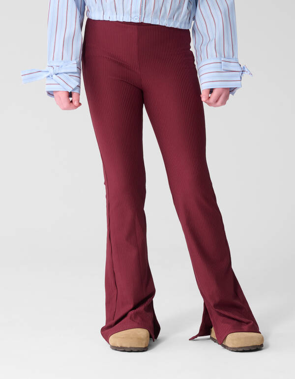 Solid Rib Flared Fit Legging Donkerrood SHOEBY GIRLS