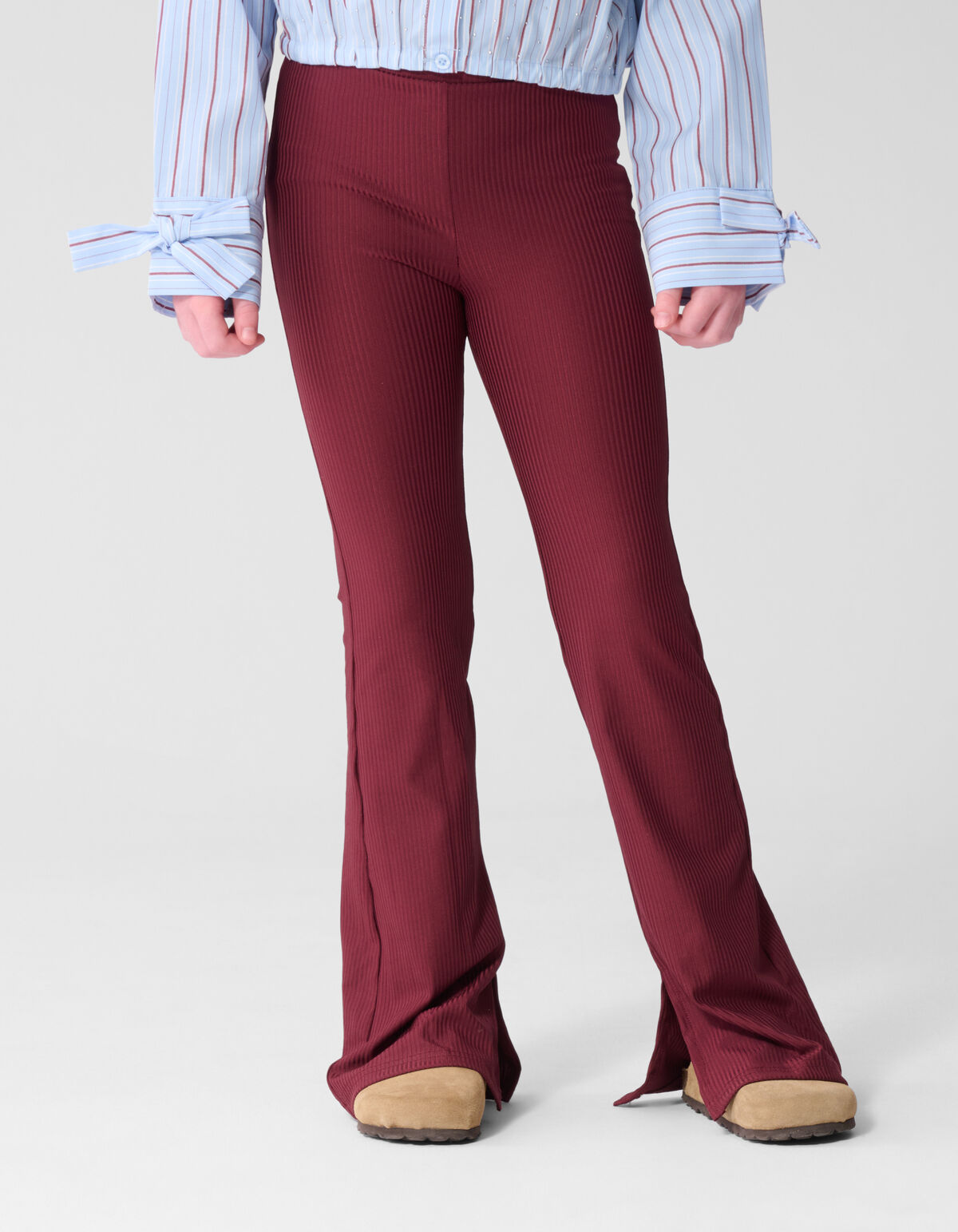 Solid Rib Flared Fit Legging Donkerrood SHOEBY GIRLS