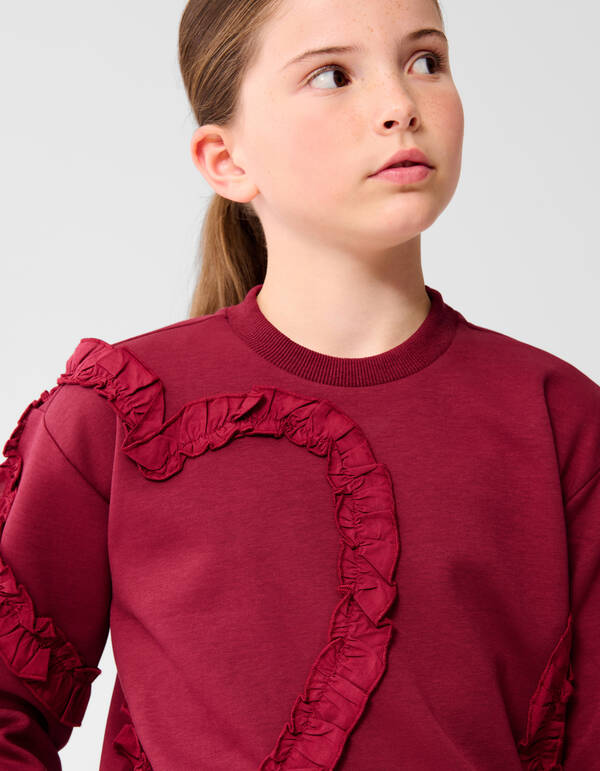 Ruffle Heart Sweater Donkerrood SHOEBY GIRLS