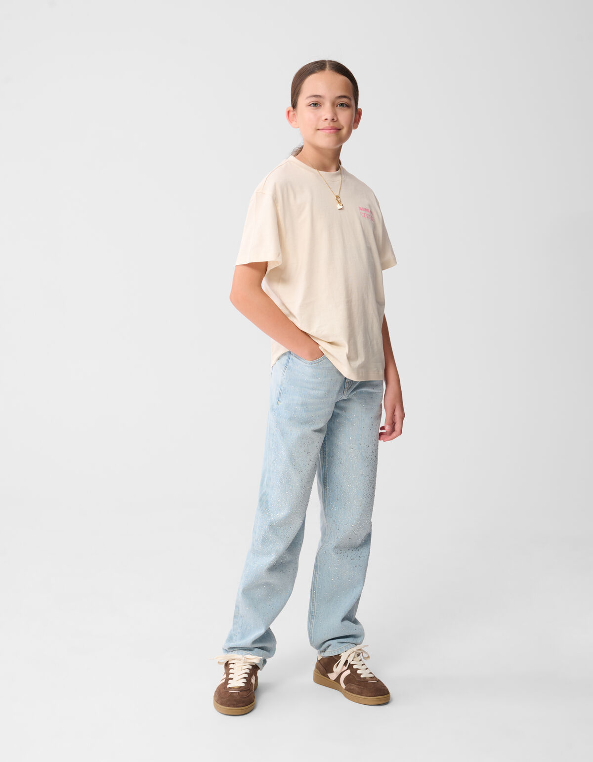 Dare To Wander Artwork T-shirt Gebroken Wit SHOEBY GIRLS