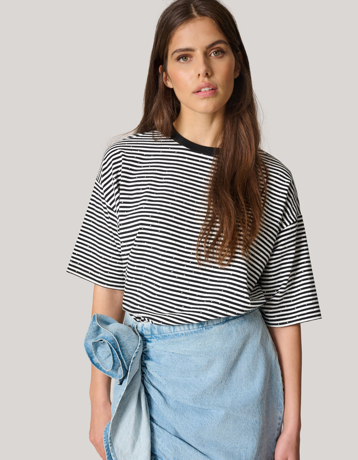 Oversized Gestreept Strass T-shirt By Lizzy SHOEBY WOMEN