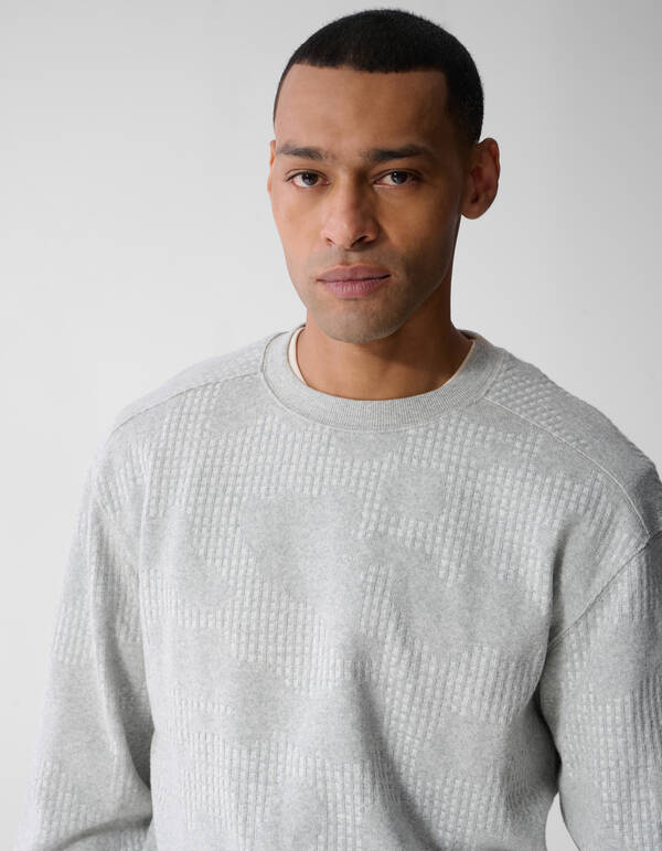 Camo Structure Sweater Lichtgrijs SHOEBY MEN