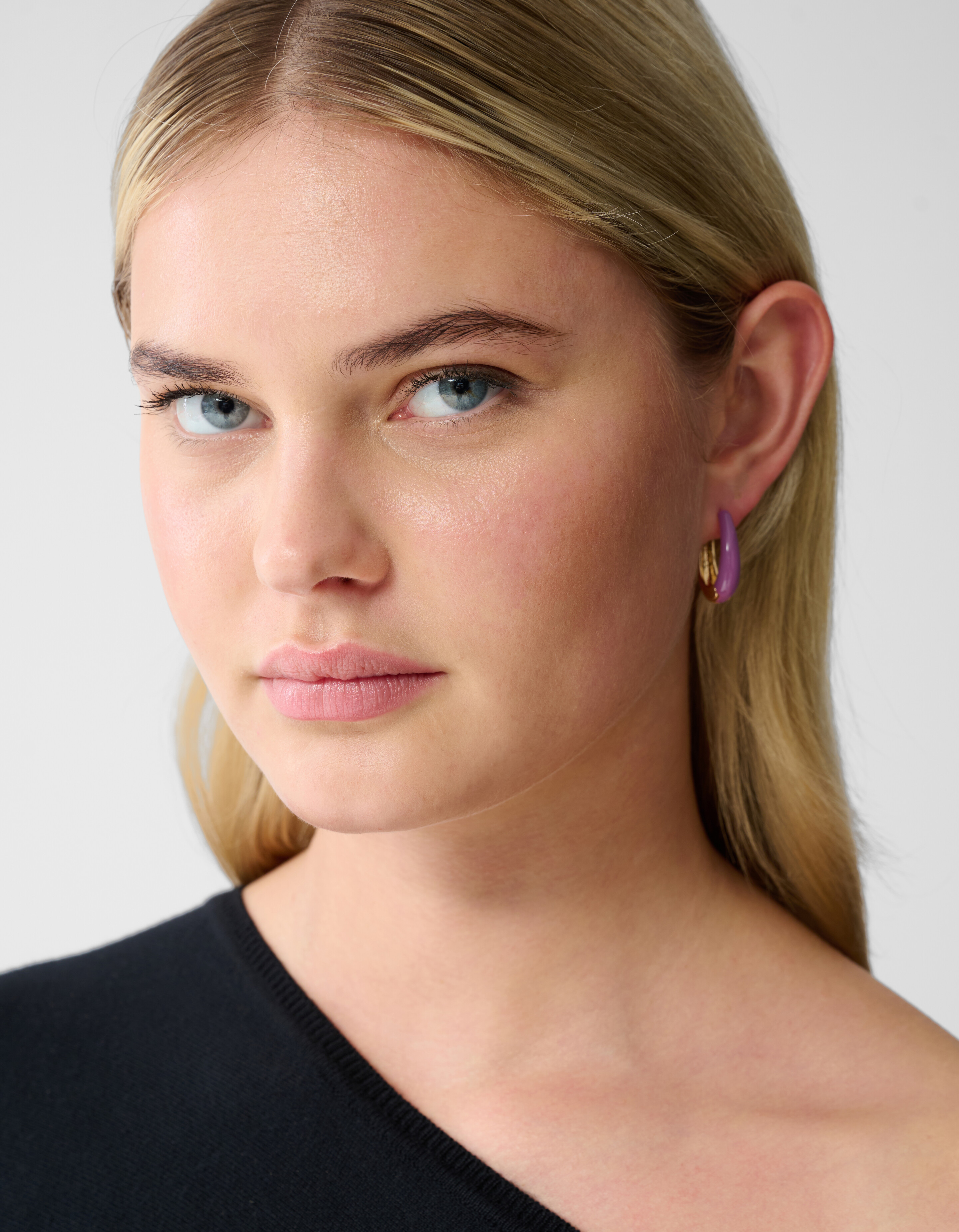 Oval Hoops Oorbellen Paars SHOEBY ACCESSOIRES