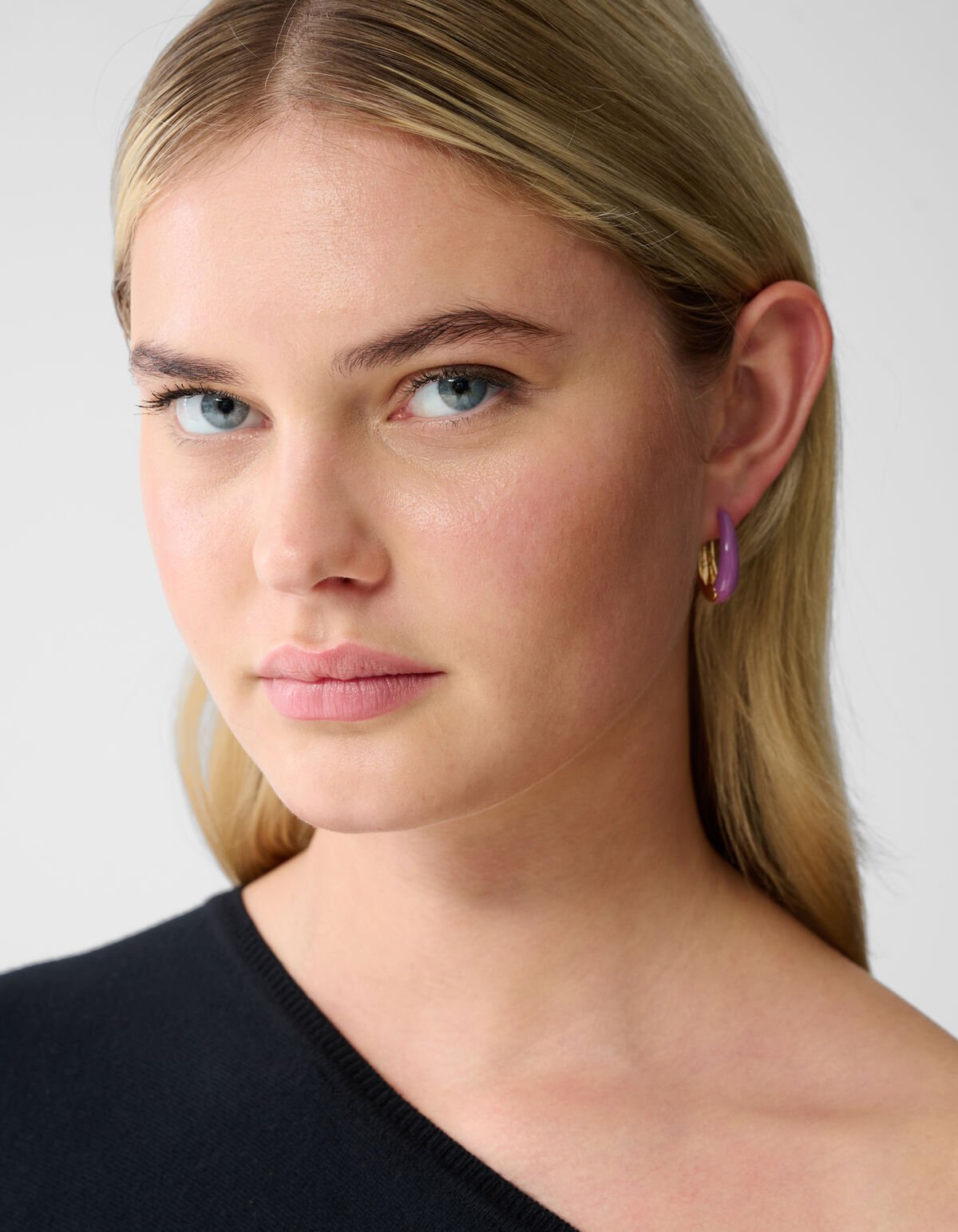 Oval Hoops Oorbellen Paars SHOEBY ACCESSOIRES