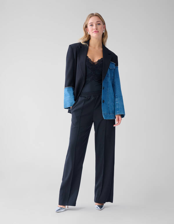 Basic Wide Leg Broek Zwart SHOEBY WOMEN