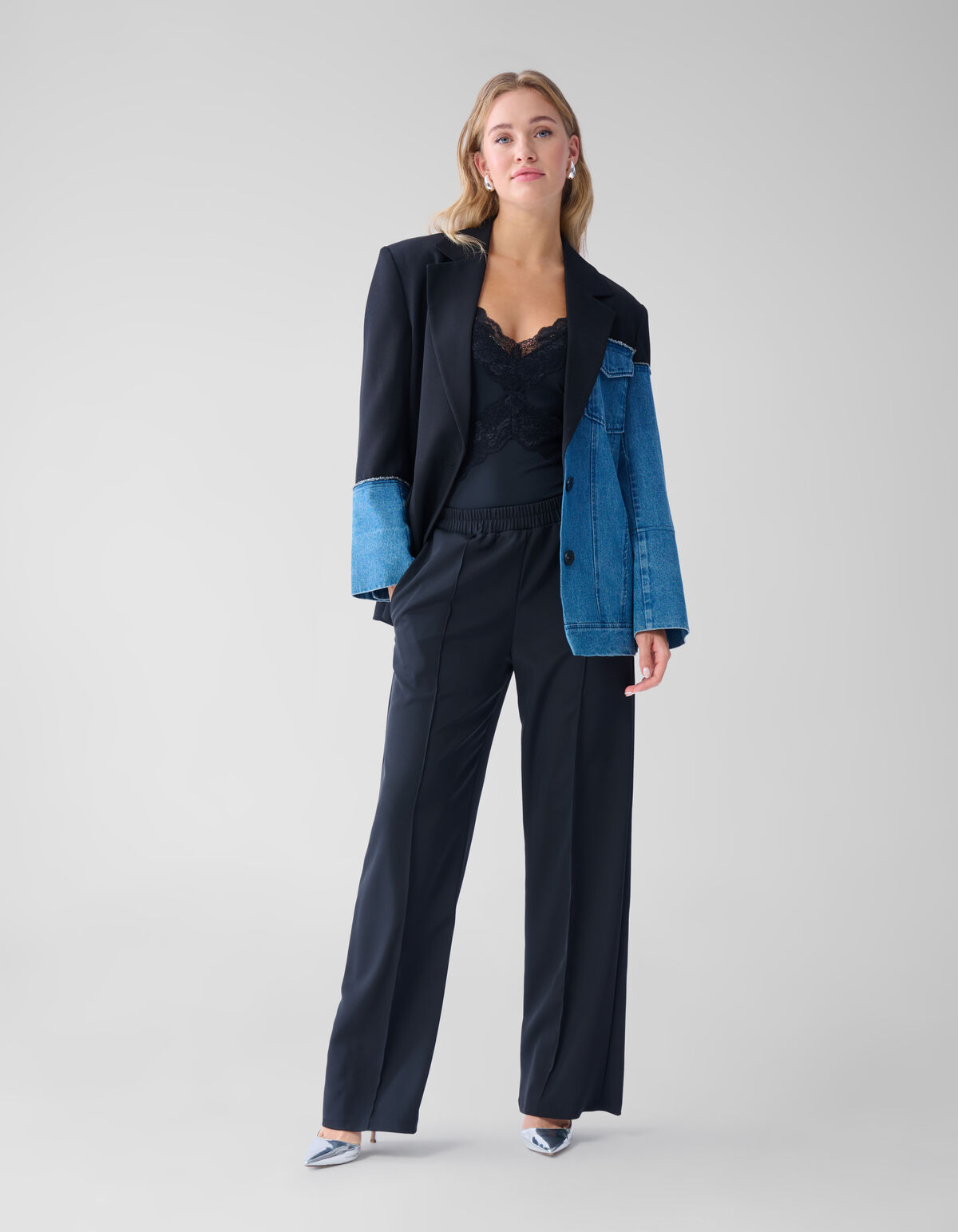 Basic Wide Leg Broek Zwart SHOEBY WOMEN