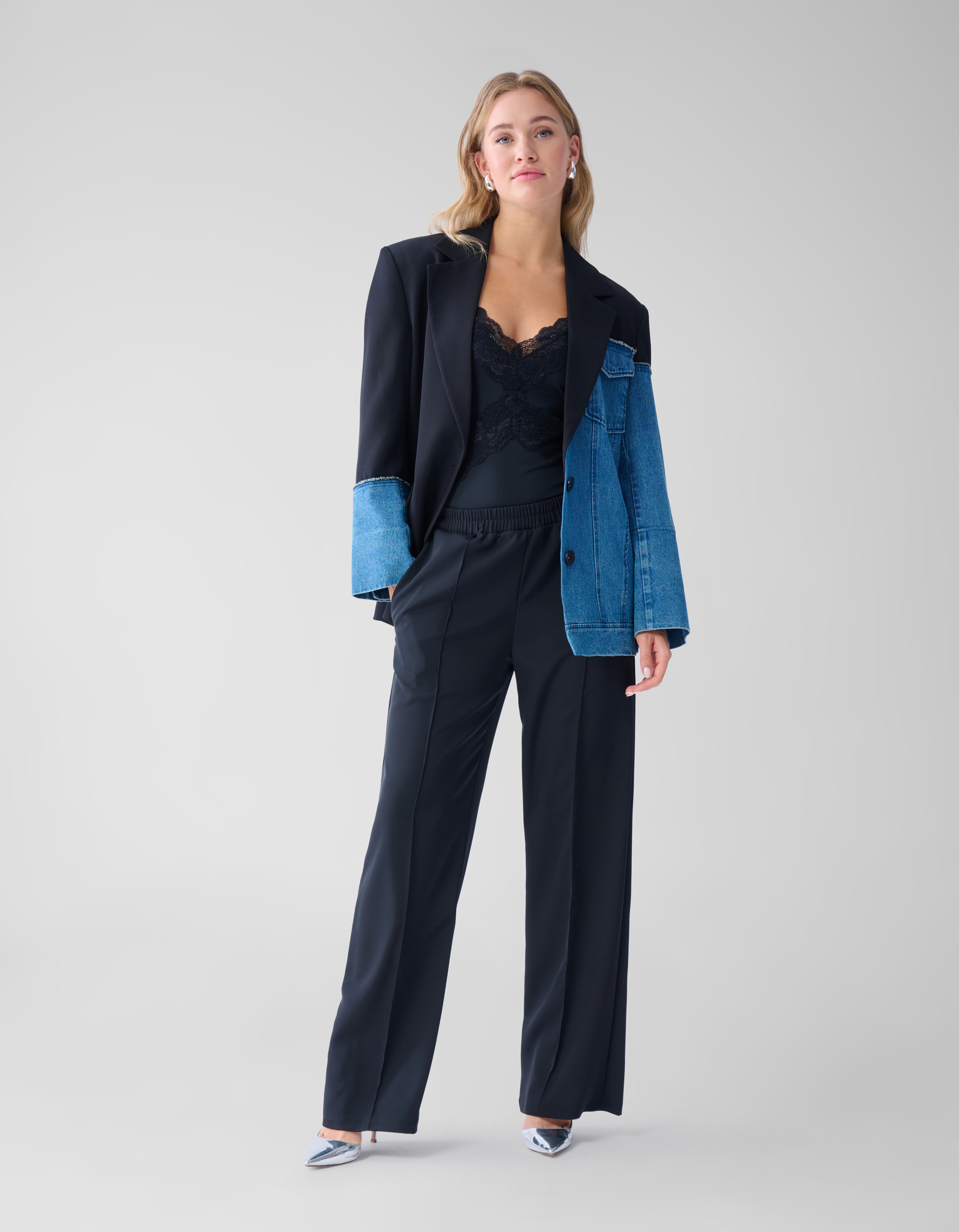 Basic Wide Leg Broek Zwart SHOEBY WOMEN