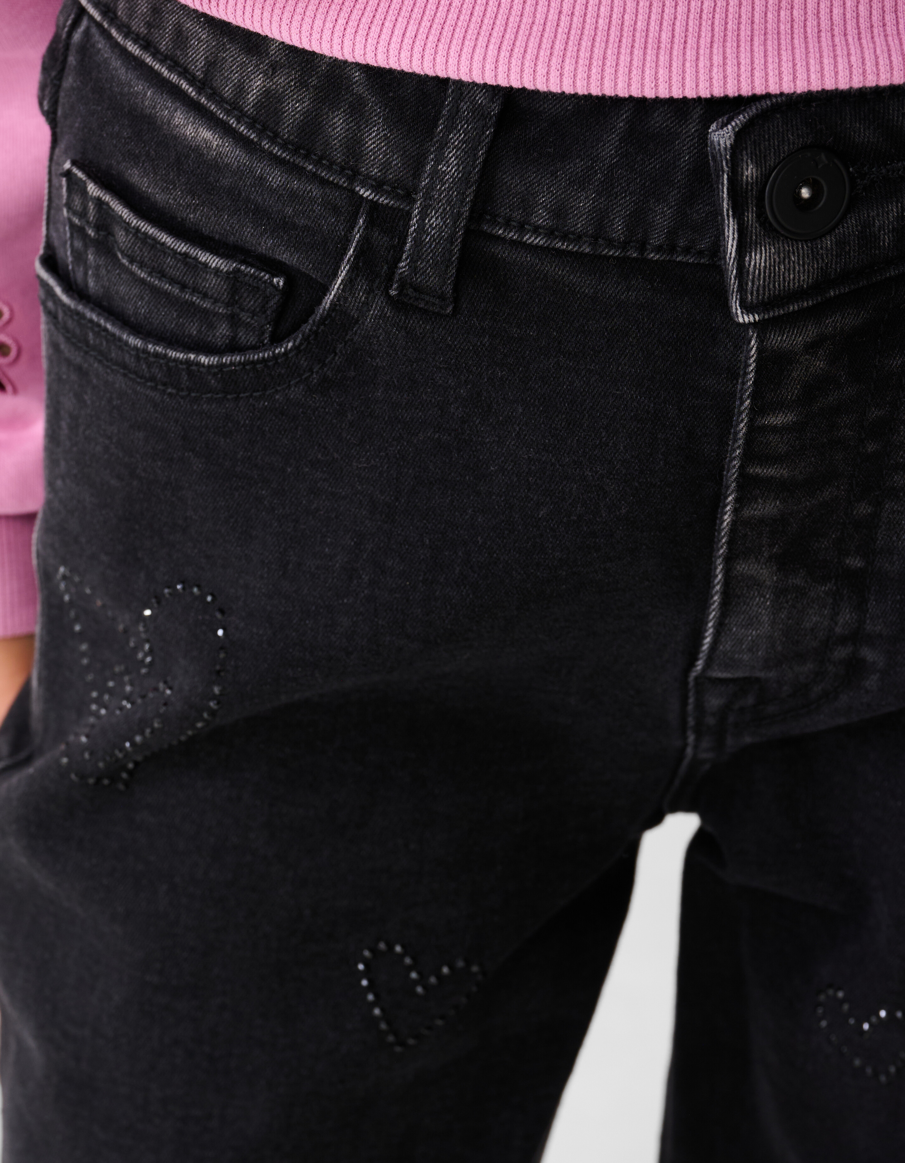 Shiny Heart Straight Fit Jeans Zwart SHOEBY GIRLS