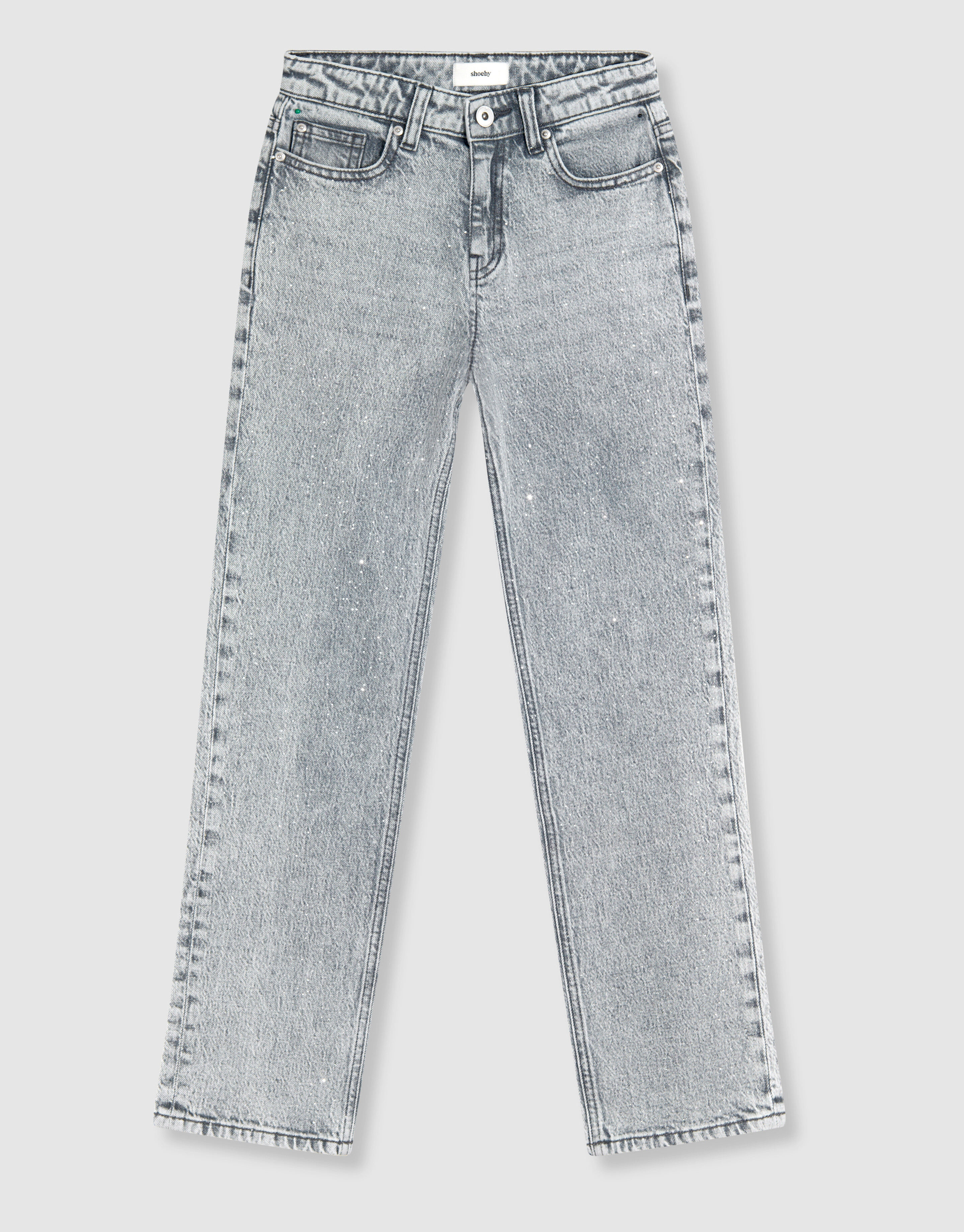 Strass Straight Fit Jeans Lichtgrijs SHOEBY GIRLS
