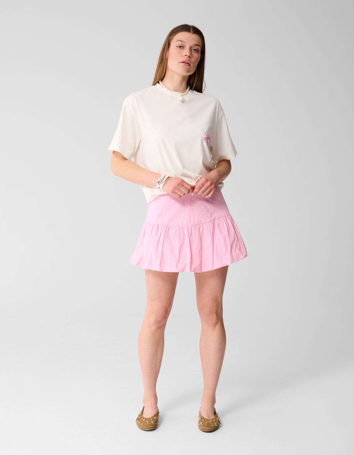 Flower Cord Balloon Mini Rok Roze SHOEBY WOMEN